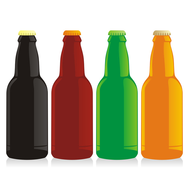 Isolated beer bottles set - Διάνυσμα, εικόνα