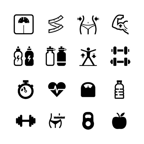 Sağlık ve Spor ikonları yaşam tarzı sembolleri vektör tasarımını belirler - Vektör, Görsel
