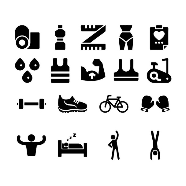 Zdraví a fitness ikony symboly životního stylu nastavit vektorový design - Vektor, obrázek