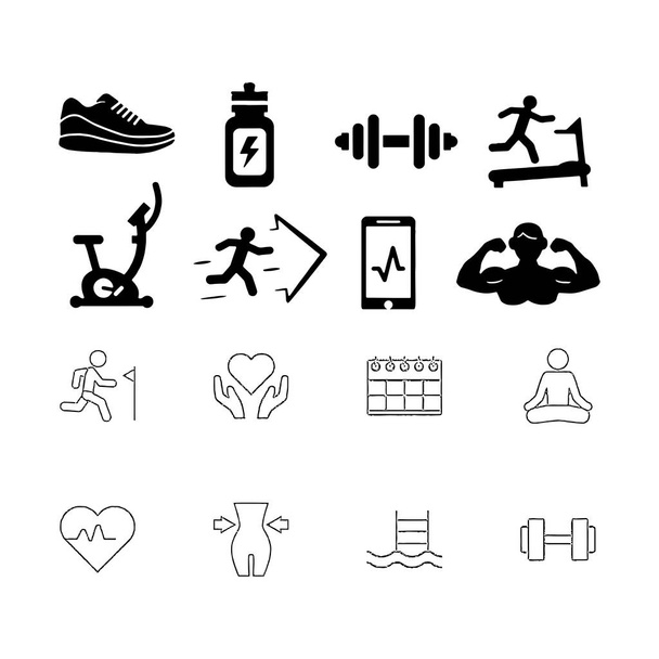 Egészség és Fitness ikonok életmód szimbólumok készlet vektor tervezés - Vektor, kép