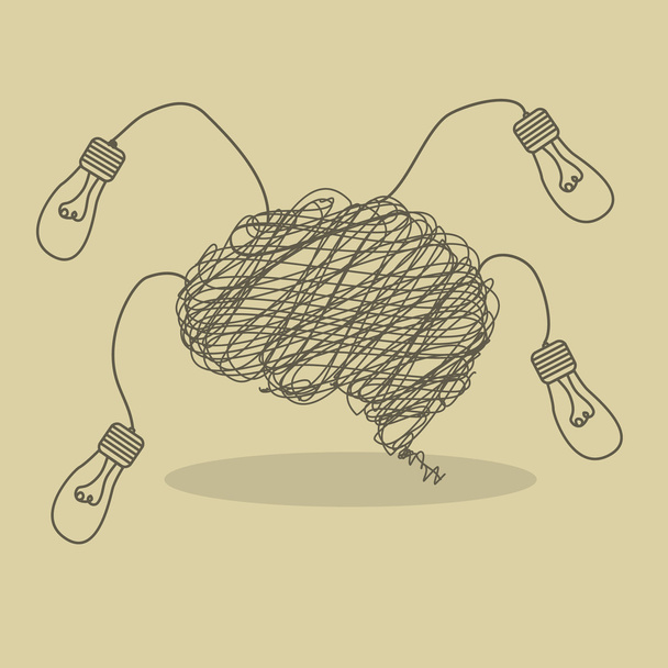 Cerebro de alambre desordenado
 - Vector, Imagen