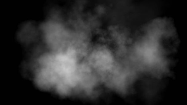 Zbliżenie dymu parowego na czarnym tle. Zdjęcie dymne. Chmura dymna. Chmury mgły, mgła dymna i realistyczny efekt mgły. Efekty dymu kondensacyjnego, konsystencja popiołu lub toksyczny gaz. - Zdjęcie, obraz