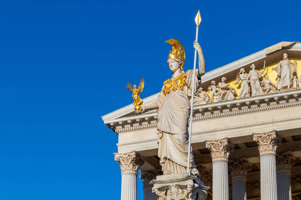 Athena statue at the front of Austrian parliament building in Vienna, Austria - Photo, Image