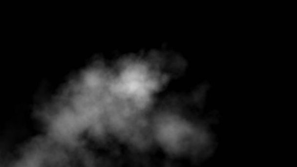Primer plano de humo de vapor sobre fondo negro. Imagen del stock de humo. Nube de humo. Nubes de niebla, niebla ahumada y efecto nublado realista. Efectos de humo de condensación, textura de niebla de cenizas o gas tóxico
. - Foto, Imagen
