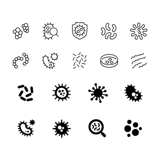 Βακτήρια, superbug, εικονίδια ιών σύνολο συμβόλων διανυσματική συλλογή - Διάνυσμα, εικόνα