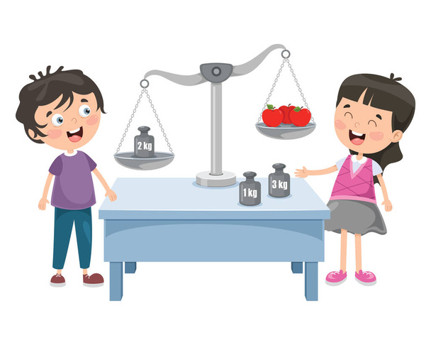 Little Students Using Scales Of Justice - Vector, Image