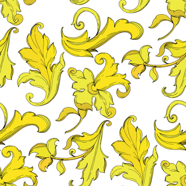 Vector Gold monogram floral ornament. Black and white engraved ink art. Seamless background pattern. - Vector, Image