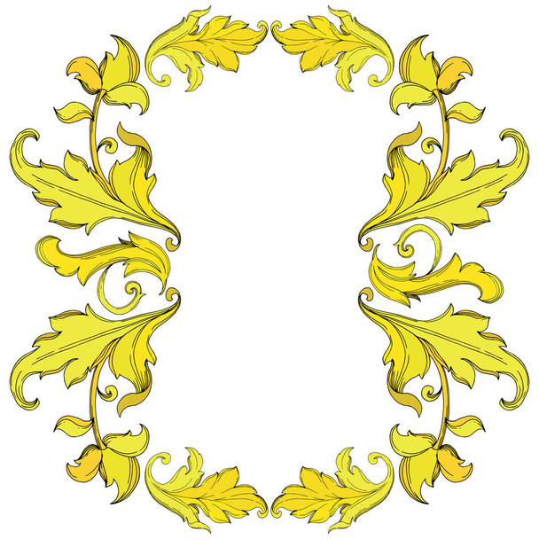 Vector Gold monogram floral ornament. Black and white engraved ink art. Frame border ornament square. - Vektori, kuva