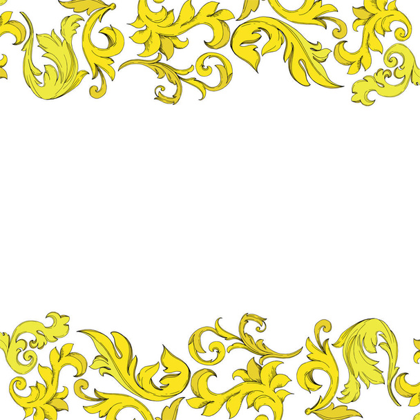 Adorno floral Vector Monograma dorado. Tinta grabada en blanco y negro. Marco borde ornamento cuadrado
. - Vector, Imagen