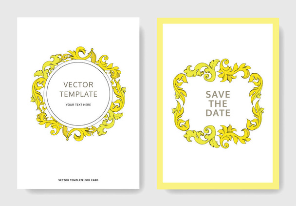 Vector Golden monogram floral ornament. Black and white engraved ink art. Wedding background card decorative border. - Vector, Image