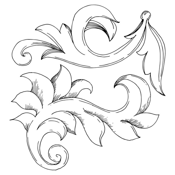 Vector Golden Monogram floral ornament. Black and white engraved ink art. Isolated ornaments illustration element. - Вектор,изображение