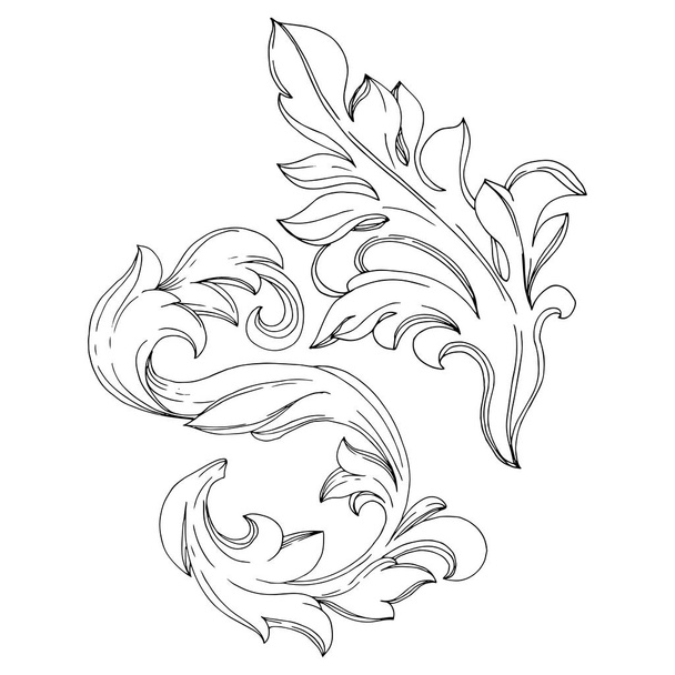 Vector Golden monogram floral ornament. Black and white engraved ink art. Isolated monograms illustration element. - Wektor, obraz