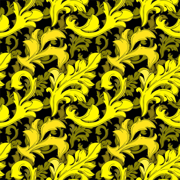 Vector Golden monogram floral ornament. Black and white engraved ink art. Seamless background pattern. - Vektor, obrázek