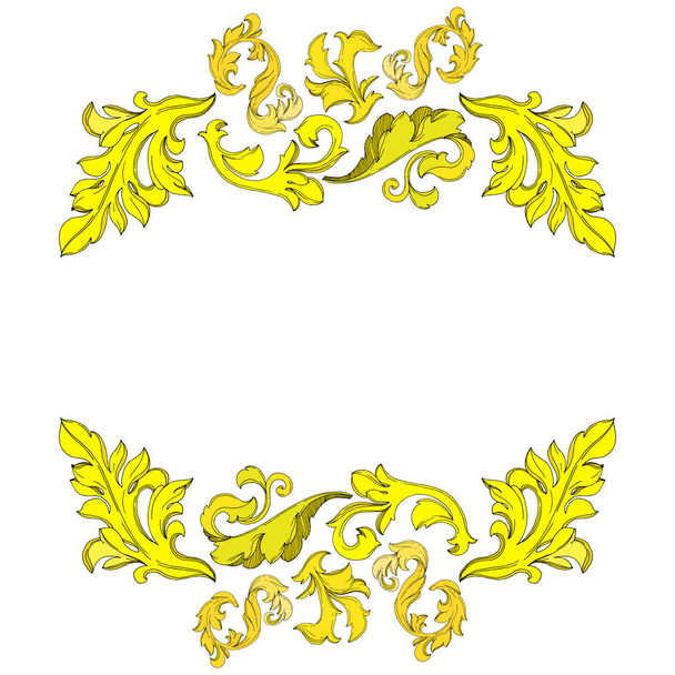 Vector Golden monogram floral ornament. Black and white engraved ink art. Frame border ornament square. - Vector, Image