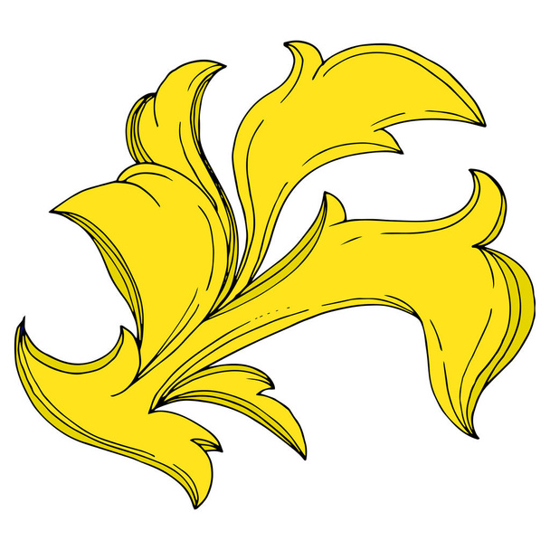 Διάνυσμα Χρυσό μονόγραμμα λουλούδι στολίδι. Μαύρο και άσπρο χαραγμένο μελάνι τέχνης. Μεμονωμένο στοιχείο εικονογράφησης μονογραμμάτων. - Διάνυσμα, εικόνα