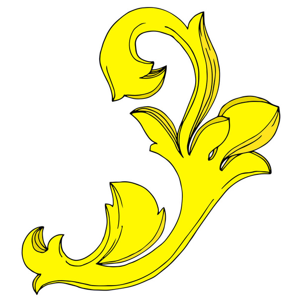 Adorno floral Vector Monograma dorado. Tinta grabada en blanco y negro. Elemento ilustrativo monogramas aislados
. - Vector, Imagen