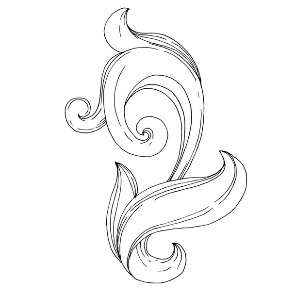 Vector Golden monogram floral ornament. Isolated ornament illustration element. Black and white engraved ink art. - Vecteur, image