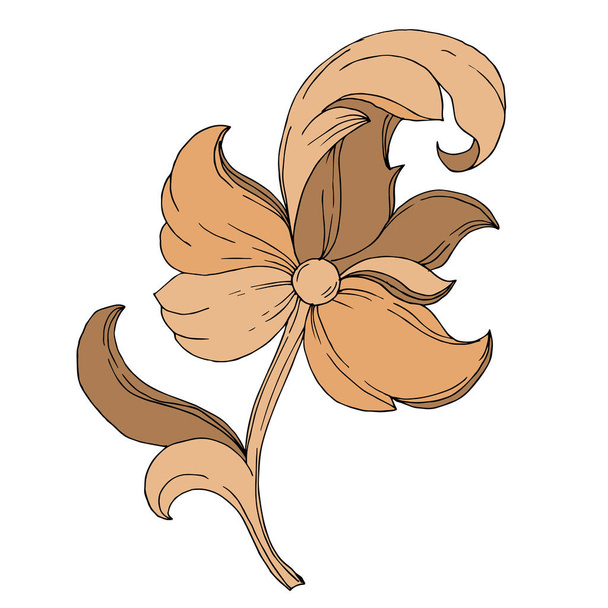 Διάνυσμα Χρυσό μονόγραμμα λουλούδι στολίδι. Μεμονωμένο στοιχείο απεικόνισης στολίδι. Μαύρο και άσπρο χαραγμένο μελάνι τέχνης. - Διάνυσμα, εικόνα