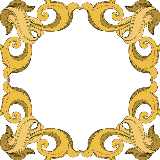 Vector Golden monogram floral ornament. Black and white engraved ink art. Frame border ornament square. - Vector, Image