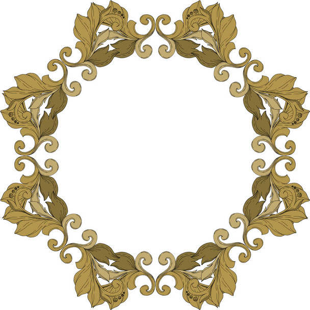 Vector Golden monogram floral ornament. Black and white engraved ink art. Frame border ornament square. - Vektor, Bild