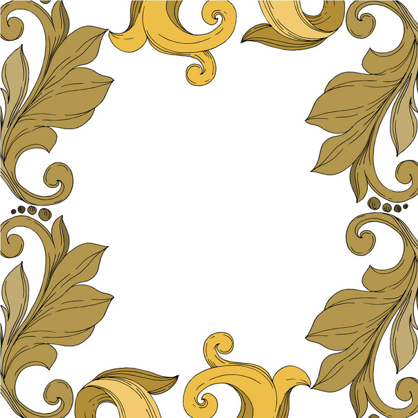 Vector Golden monogram floral ornament. Black and white engraved ink art. Frame border ornament square. - Vettoriali, immagini