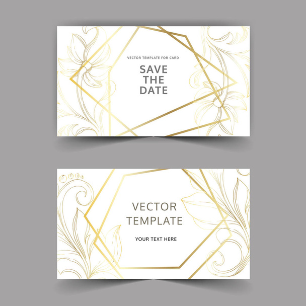 Vector Golden monogram floral ornament. Black and white engraved ink art. Wedding background card decorative border. - Vektor, kép