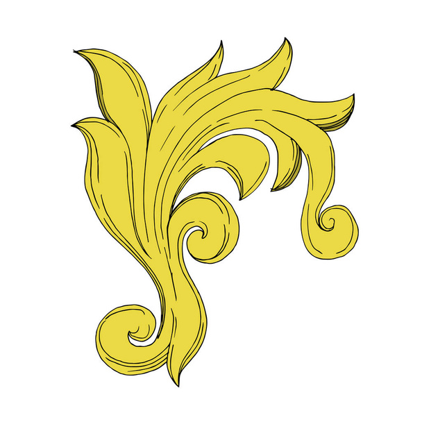 Adorno floral Vector Monograma dorado. Tinta grabada en blanco y negro. Elemento de ilustración de adorno aislado
 - Vector, Imagen