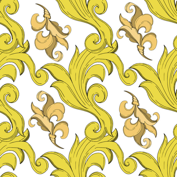 Vector Golden monogram floral ornament. Black and white engraved ink art. Seamless background pattern. - Vector, Imagen