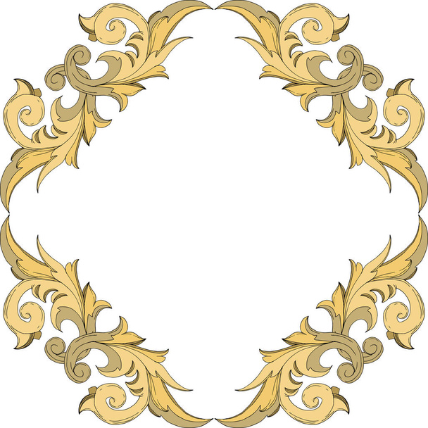 Vector Ornement floral monogramme doré. Encre gravée en noir et blanc. Cadre bordure ornement squar
. - Vecteur, image