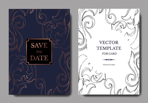 Vector Baroque monogram floral ornament. Black and white engraved ink art. Wedding background card decorative border. - Vector, Image