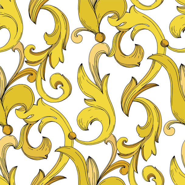 Vector Golden monogram floral ornament. Black and white engraved ink art. Seamless background pattern. - Vektor, obrázek