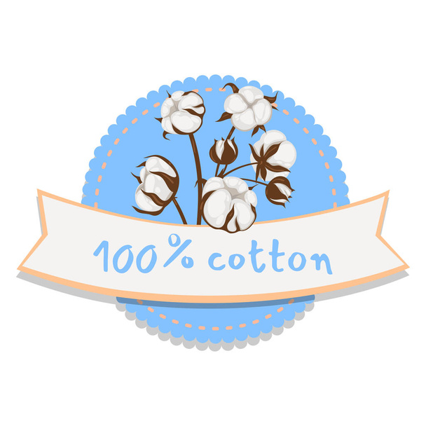 Znak s nápisem 100 bavlna. vektorový obrázek - Vektor, obrázek