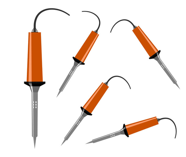 graphic image of a soldering iron with an orange handle in various positions - Photo, Image