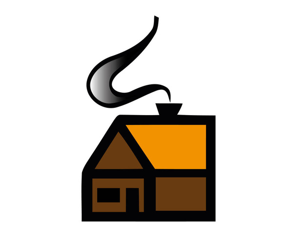 Doodle стиль будинку Векторні ілюстрації з курінням, що йдуть з димоходу
 - Вектор, зображення