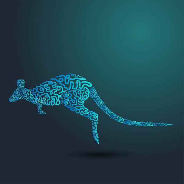 Vector illustration of kangaroo for print design. Hand drawn horse - Vector, Image