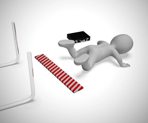 Carrera de mala suerte representada por un hombre cayendo sobre un obstáculo - 3d enfermo
 - Foto, Imagen