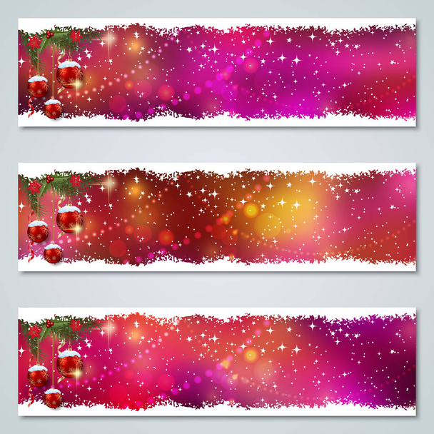 Christmas and New Year horizontal vector banners collection - Vector, Imagen