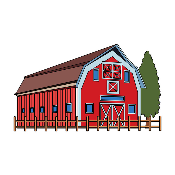 wooden Farm barn and trees design - Vector, Image