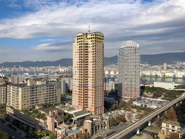 Υπερυψωμένη θέα της πόλης Kobe, Ιαπωνία. - Φωτογραφία, εικόνα