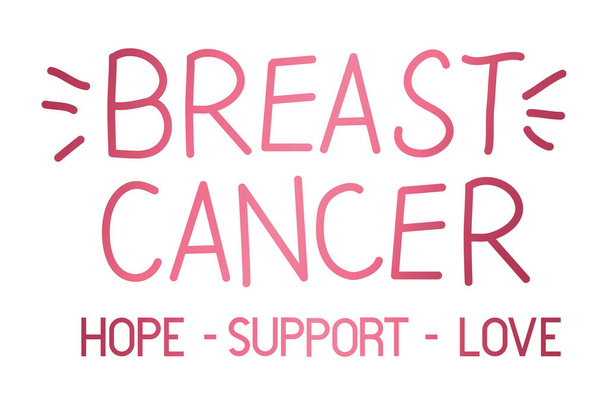 breast cancer campaign calligraphy lettering - Vector, Image