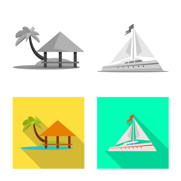 Vector design of journey and exotic logo. Set of journey and national stock symbol for web. - Vector, Imagen