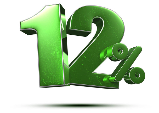 12 відсотків зеленого 3d візуалізації на білому тлі. (з відсічним контуром
). - Фото, зображення