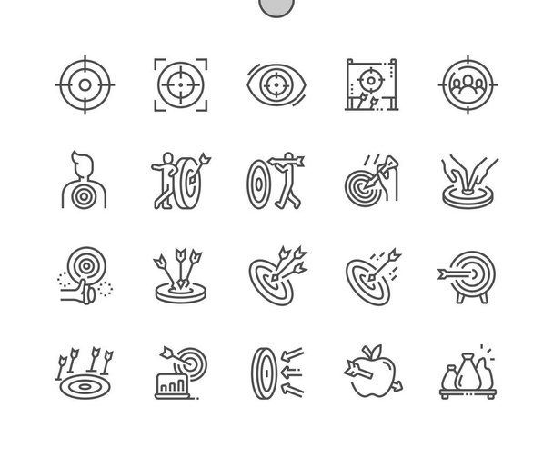 Objetivo Pixel Perfect Vector Thin Line Icons 30 2x Grid for Web Graphics and Apps. Pictograma mínimo simple
 - Vector, imagen