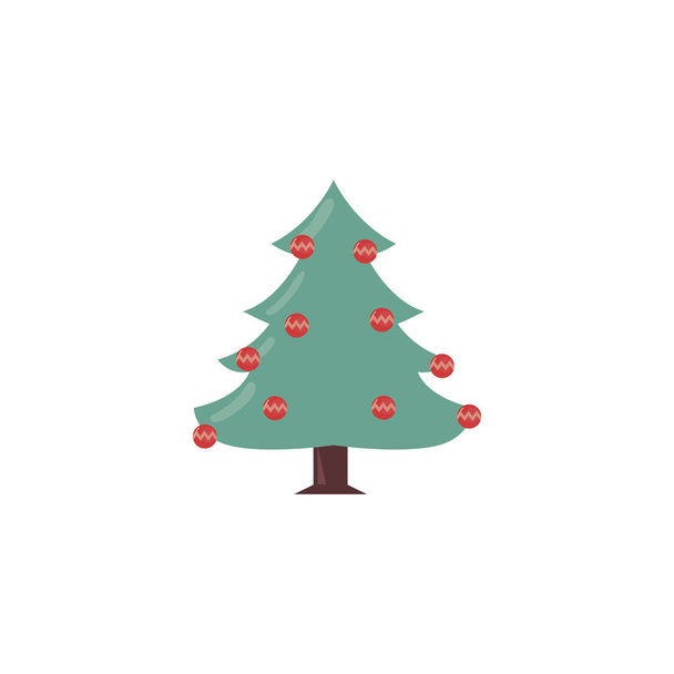 árvore de natal com pendurado bolas de Natal no fundo branco
 - Vetor, Imagem