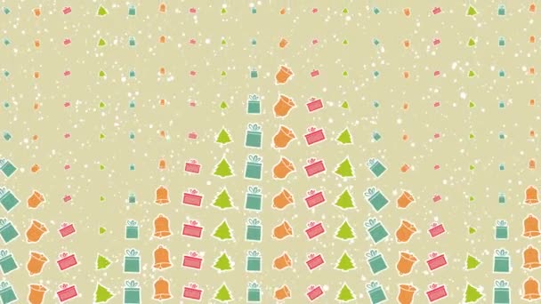Desenhos animados bonito vetor elementos de Natal desejando-lhe um Natal muito feliz e Feliz Ano Novo para uso no inverno nevado cartão de saudação Animação 4K
 - Filmagem, Vídeo