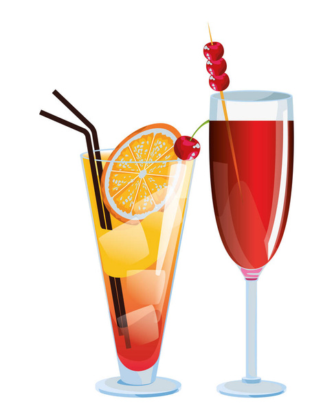 Tropisch fruit cocktail icoon cartoon - Vector, afbeelding