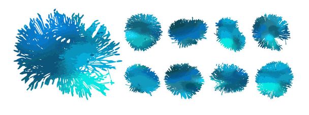Sada modrých malebných květinových hlav. Vektorová ilustrace - Vektor, obrázek