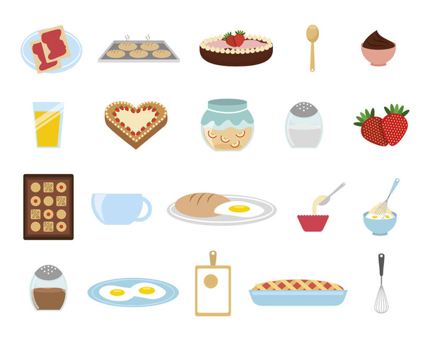 Dulce panadería icono conjunto vector de diseño
 - Vector, Imagen