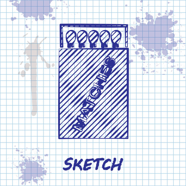Skizze Linie öffnen Streichholzschachtel und Streichhölzer Symbol isoliert auf weißem Hintergrund. Vektorillustration - Vektor, Bild
