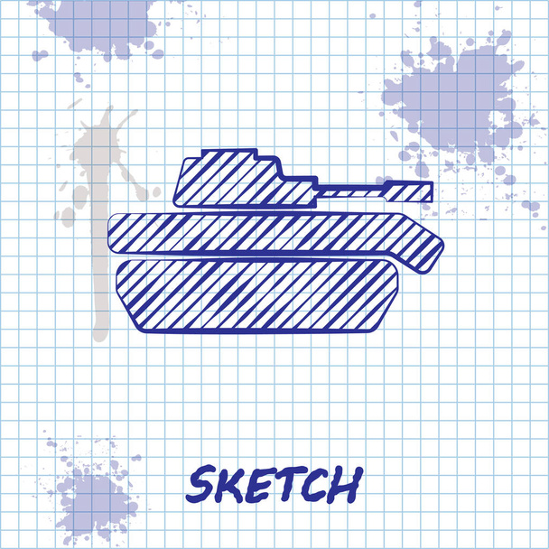 Ligne de croquis Icône de char militaire isolée sur fond blanc. Illustration vectorielle
 - Vecteur, image